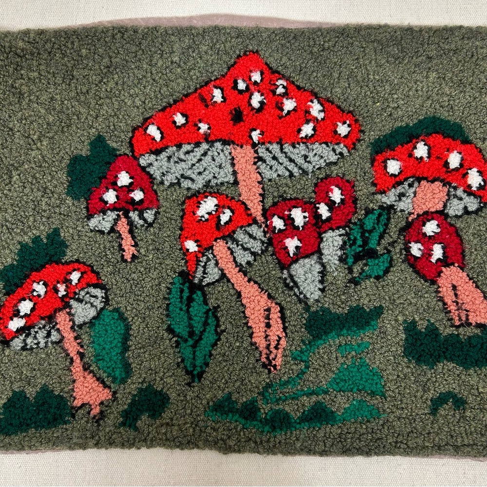 Vintage Handmade Mushroom Patterned Decorative Pillow Case